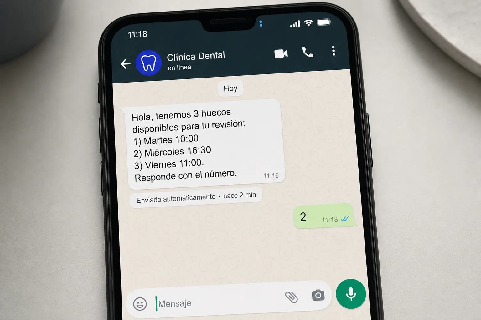 Confirmación automática por WhatsApp
